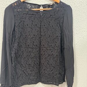 Banana Republic Elegant Black Lace Floral SheerWomen's Top Size XS